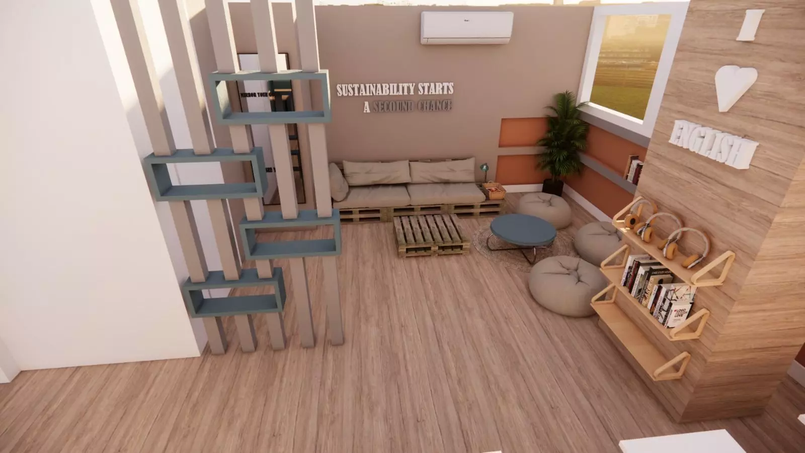 High quality 3D model of a modern English classroom Low-poly 3D model_8