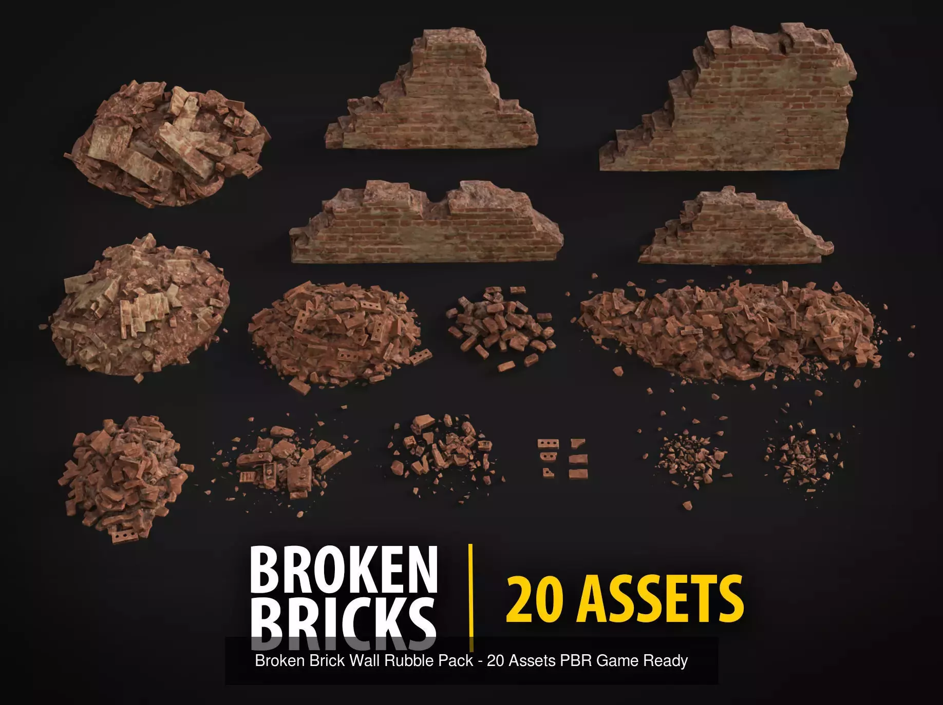 Broken Rubble Collection - Concrete Brick Debris Packs  _3