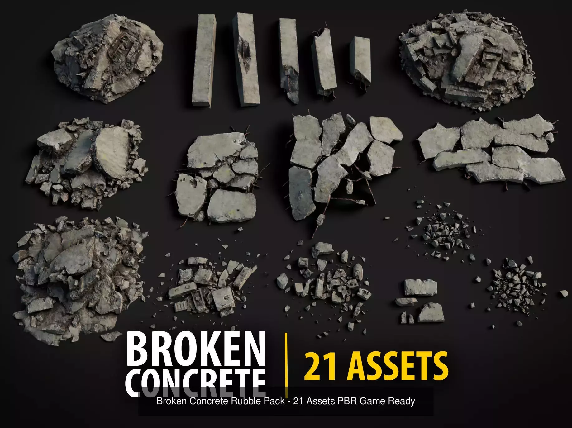 Broken Rubble Collection - Concrete Brick Debris Packs  _2