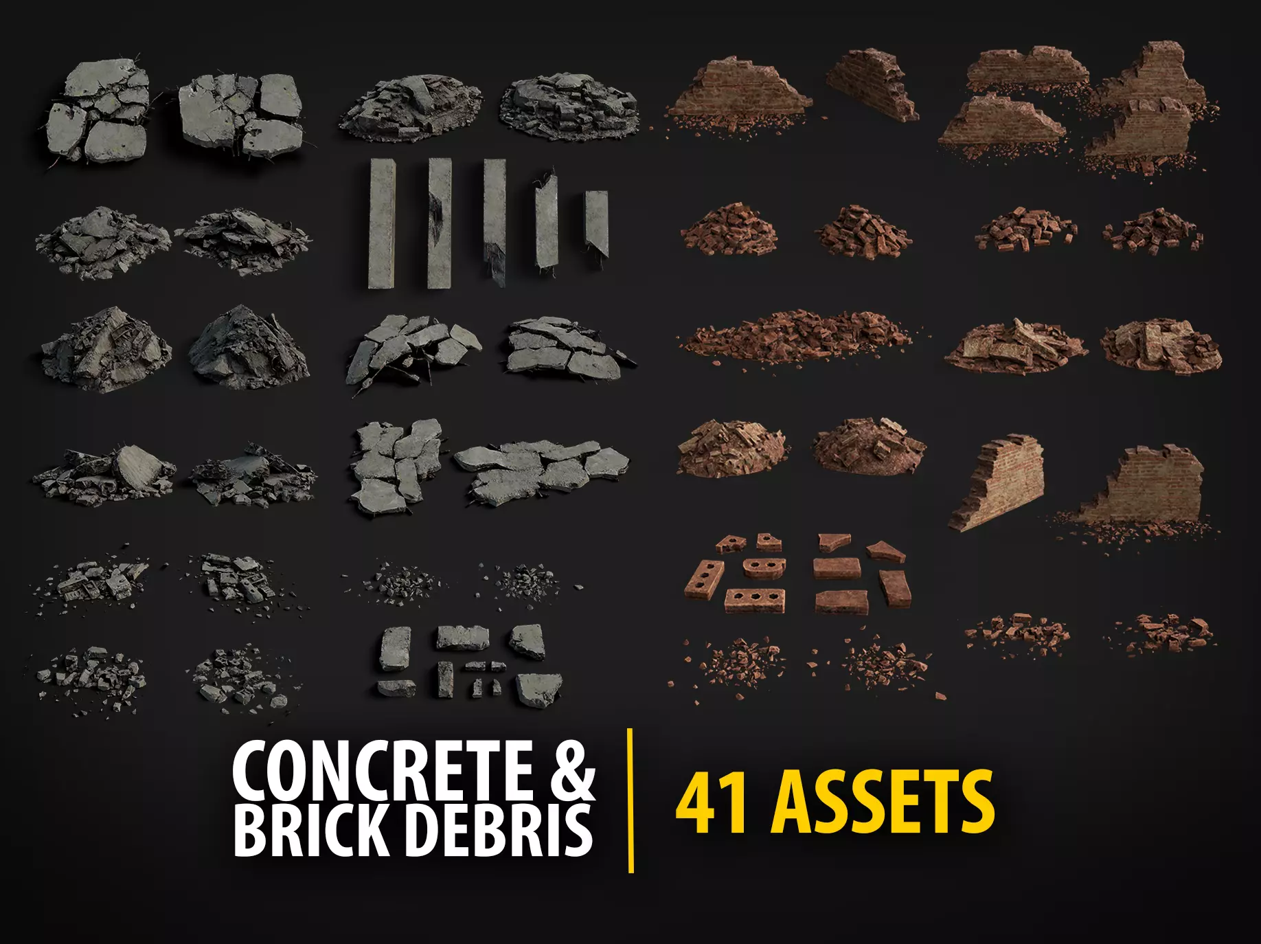 Broken Rubble Collection - Concrete Brick Debris Packs  _0
