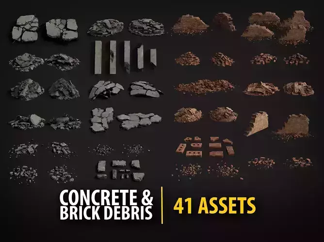 Broken Rubble Collection - Concrete Brick Debris Packs 
