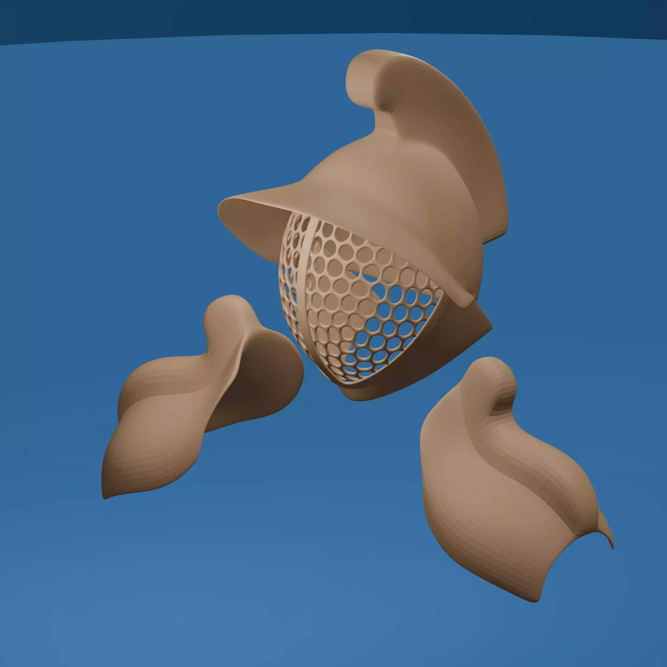 Gladiator Helmet Pauldrons Fantasy Armor Set 3D print model_0