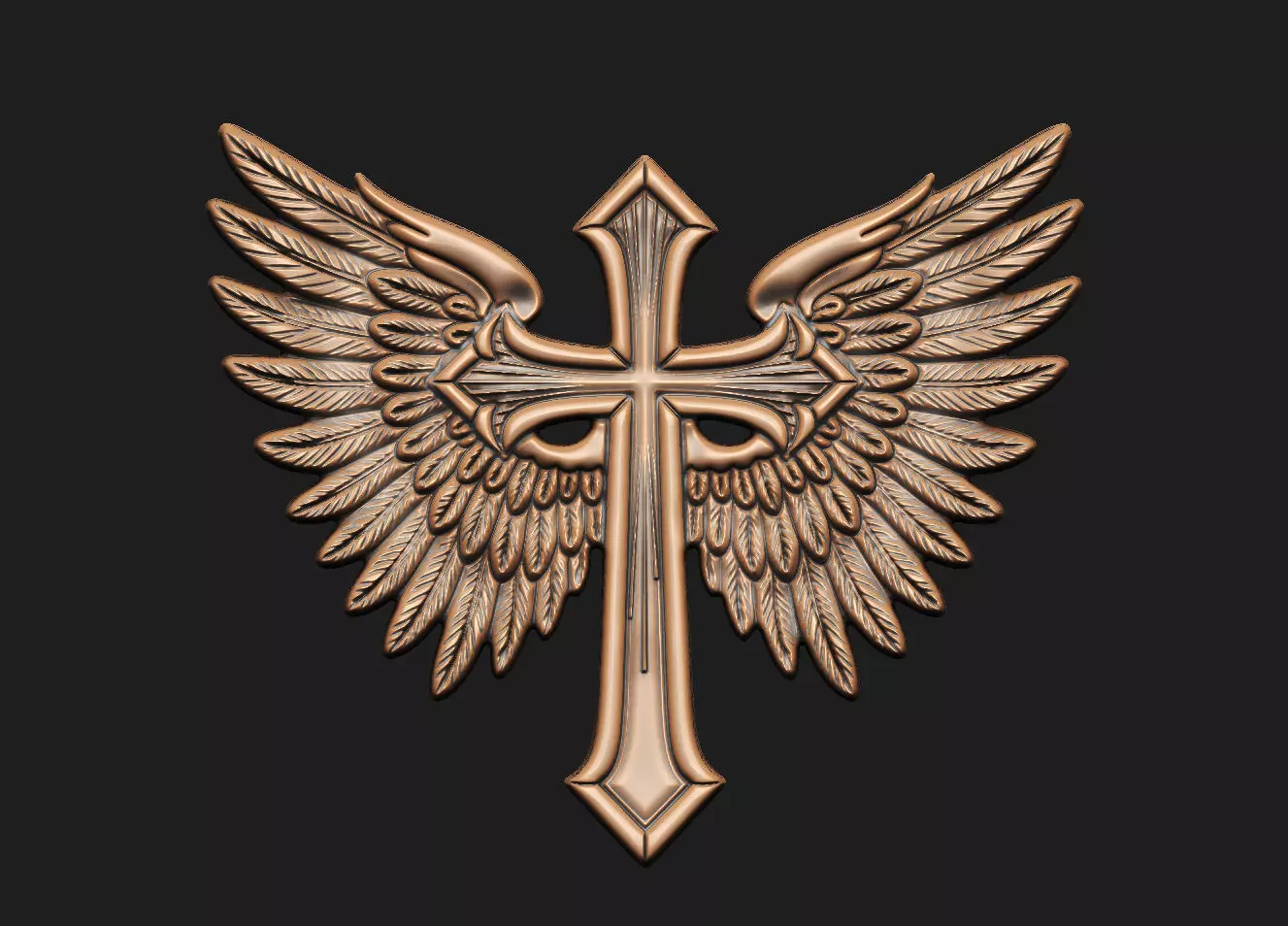 wings guardian angel iris pray Jesus badge ornate-carving 3D print model