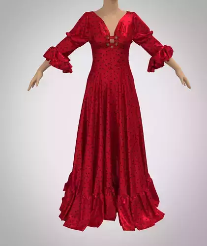 romantic red Renaissance Dress