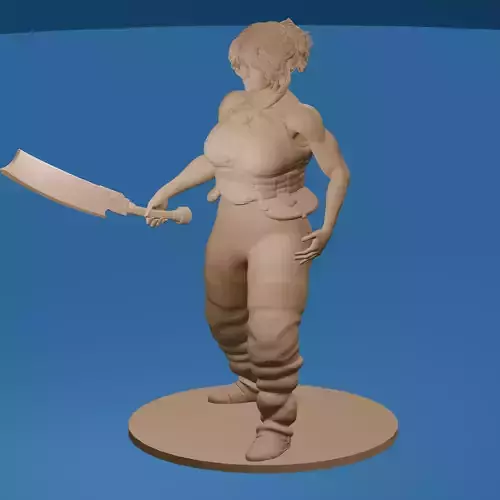 Muscular Warrior Female with a Short Sword 3D print model