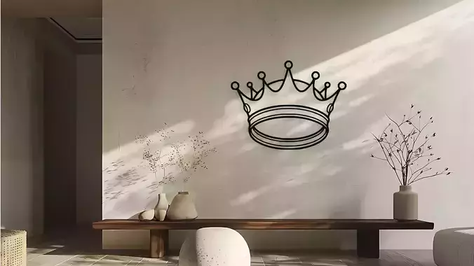 Crown Wall Decor Art Vector Laser Cut 3D Print