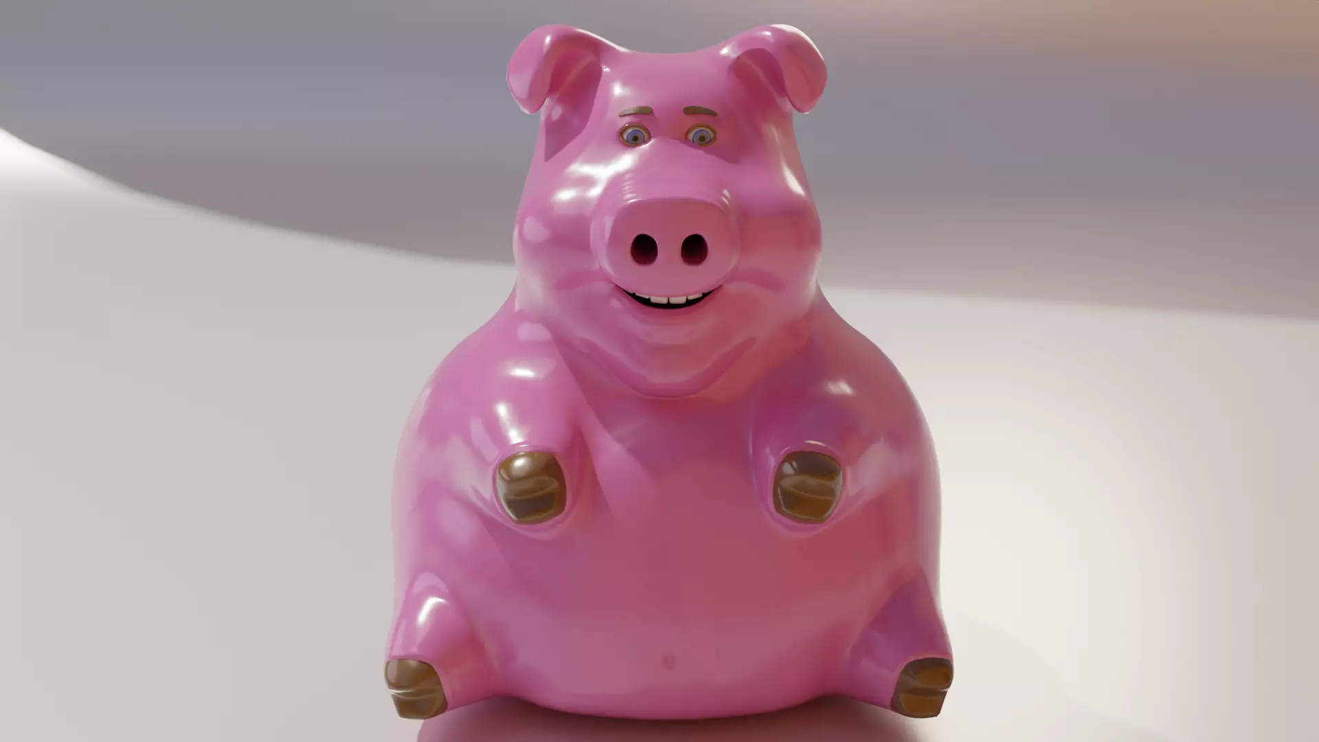 Pig ceramics Low-poly 3D model_4