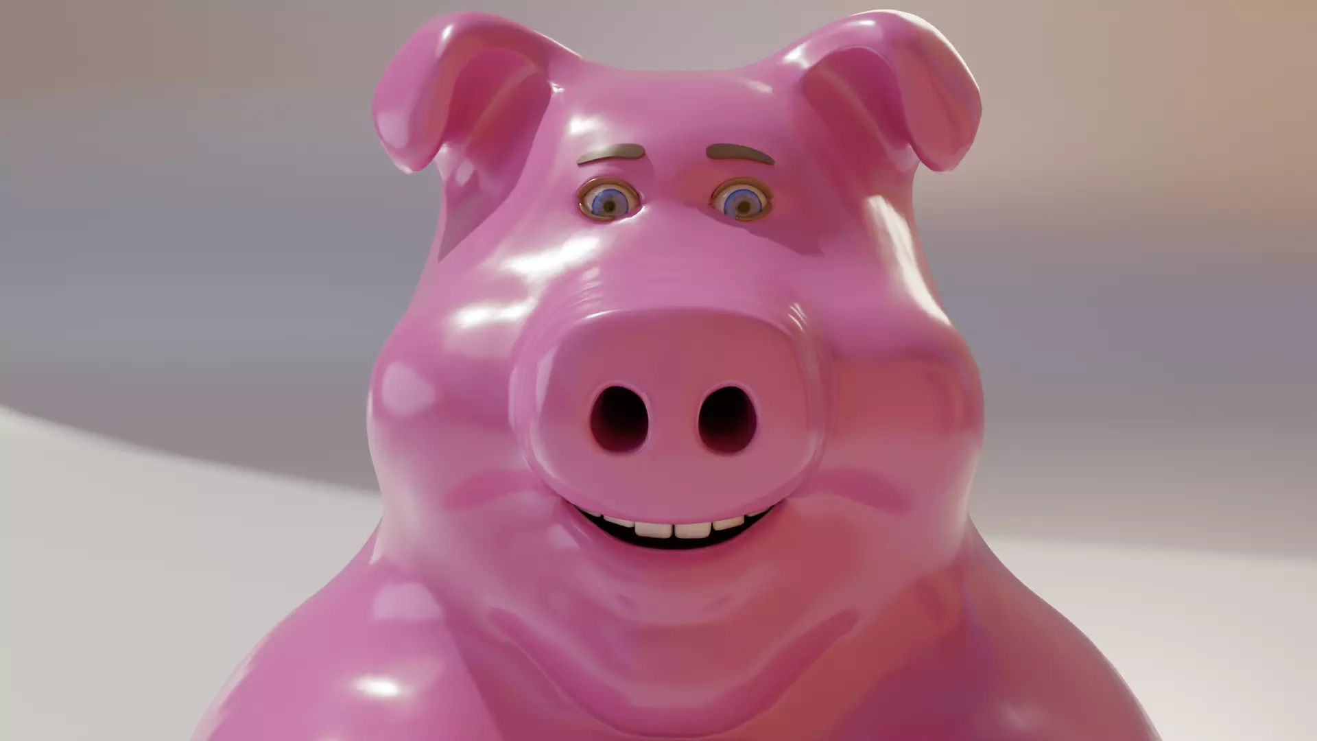 Pig ceramics Low-poly 3D model_2