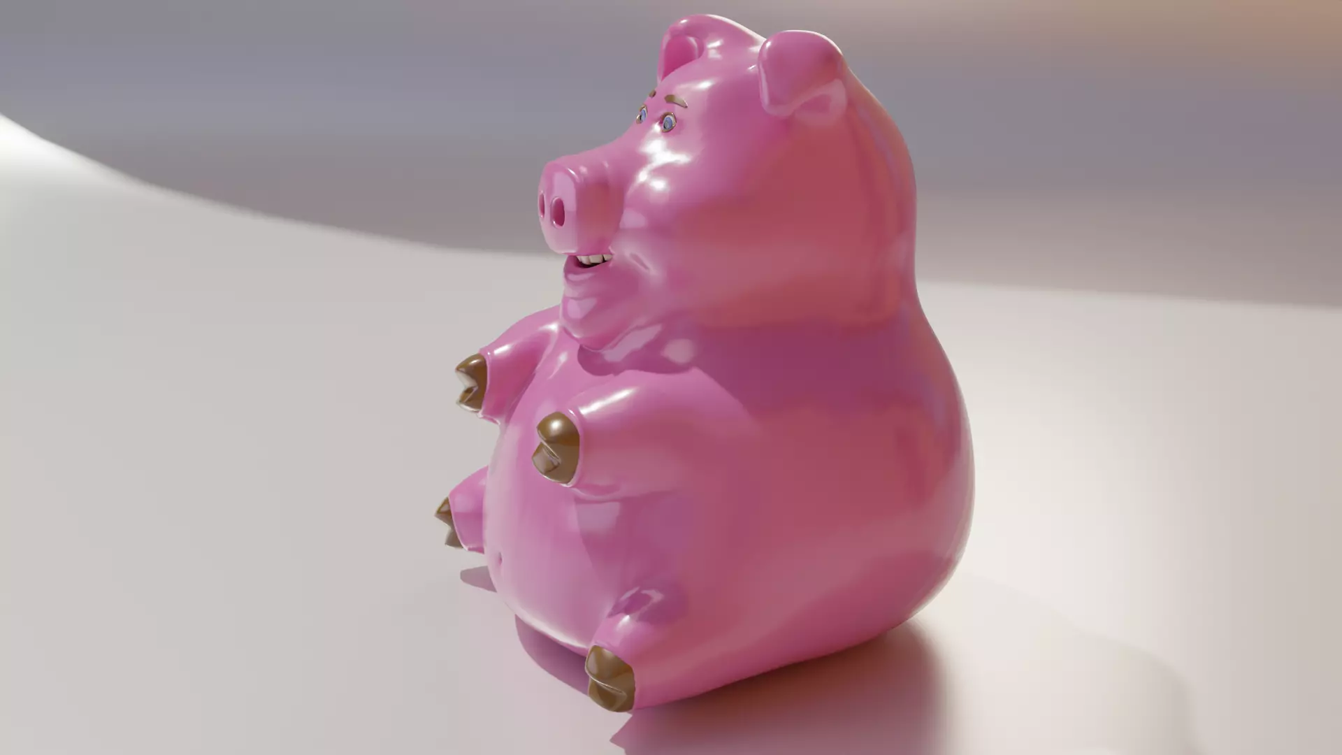 Pig ceramics Low-poly 3D model_3