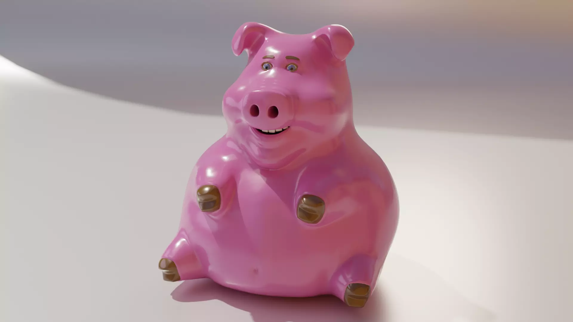 Pig ceramics Low-poly 3D model_0