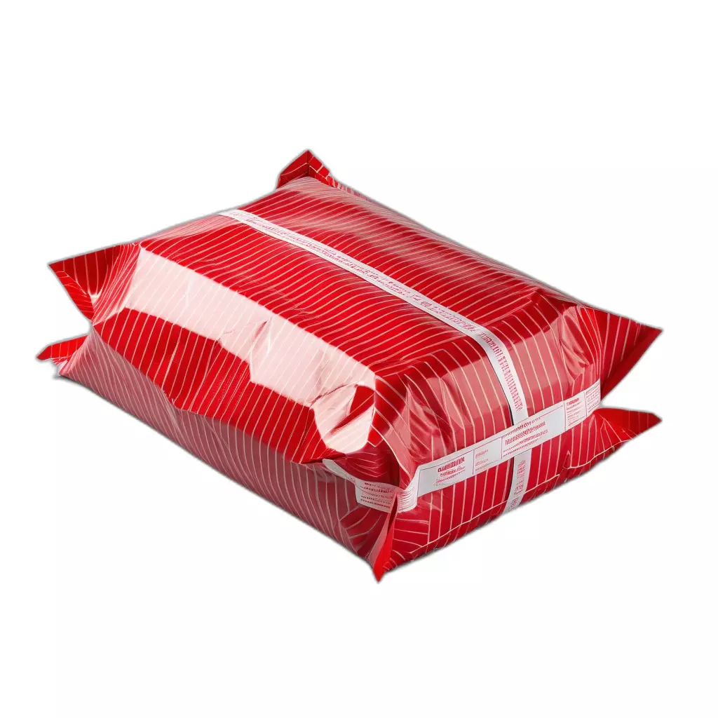 Red Striped Plastic Package Low-poly 3D model_0