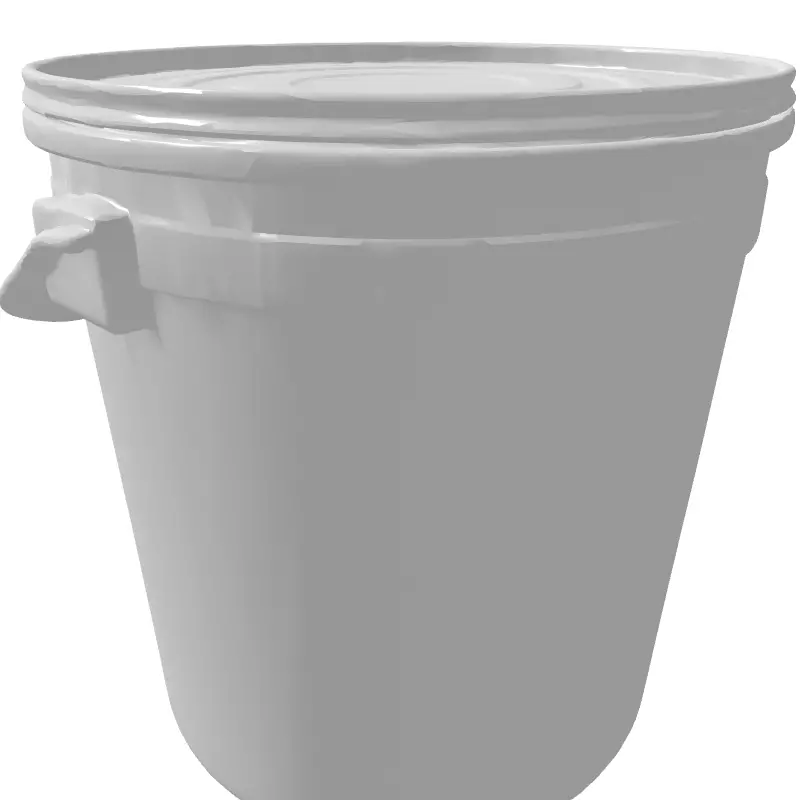 White Plastic Utility Bucket with Lid Low-poly 3D model_5