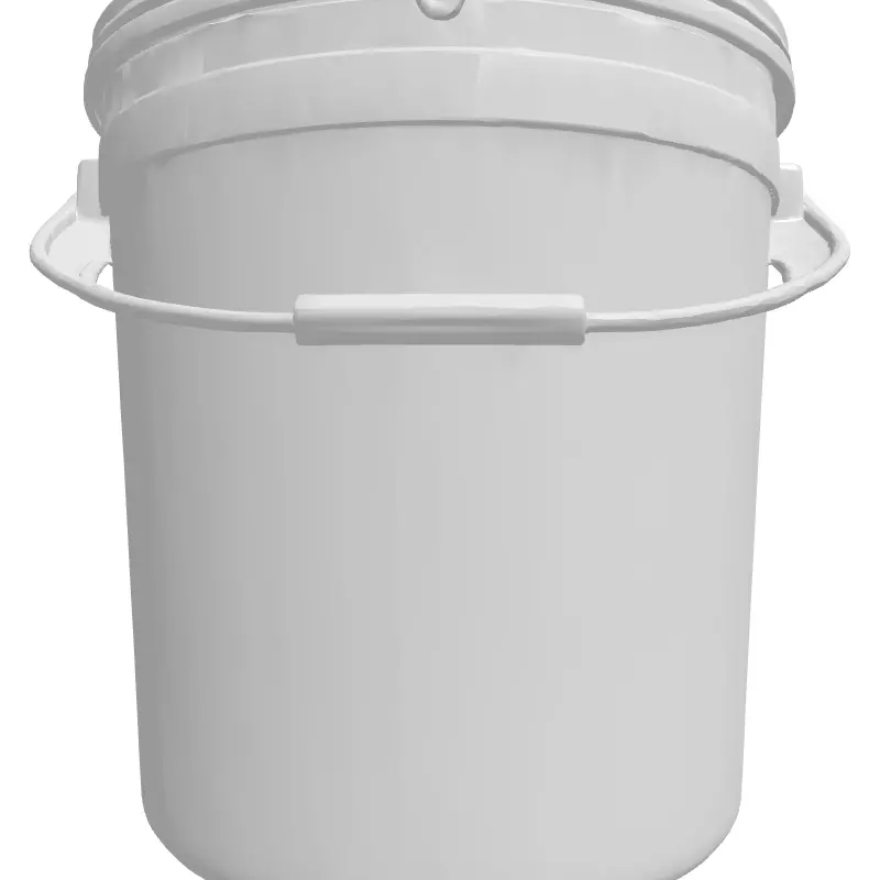 White Plastic Utility Bucket with Lid Low-poly 3D model_4