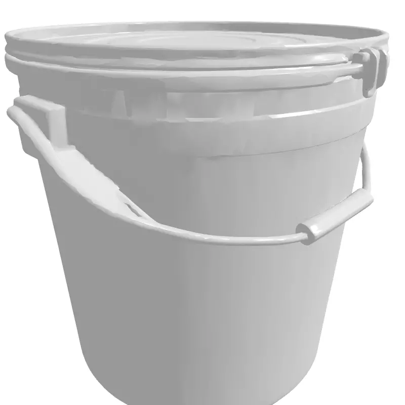White Plastic Utility Bucket with Lid Low-poly 3D model_3