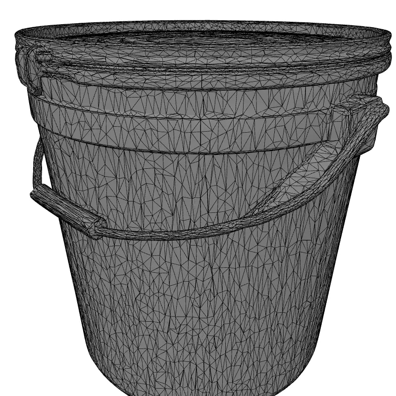 White Plastic Utility Bucket with Lid Low-poly 3D model_9