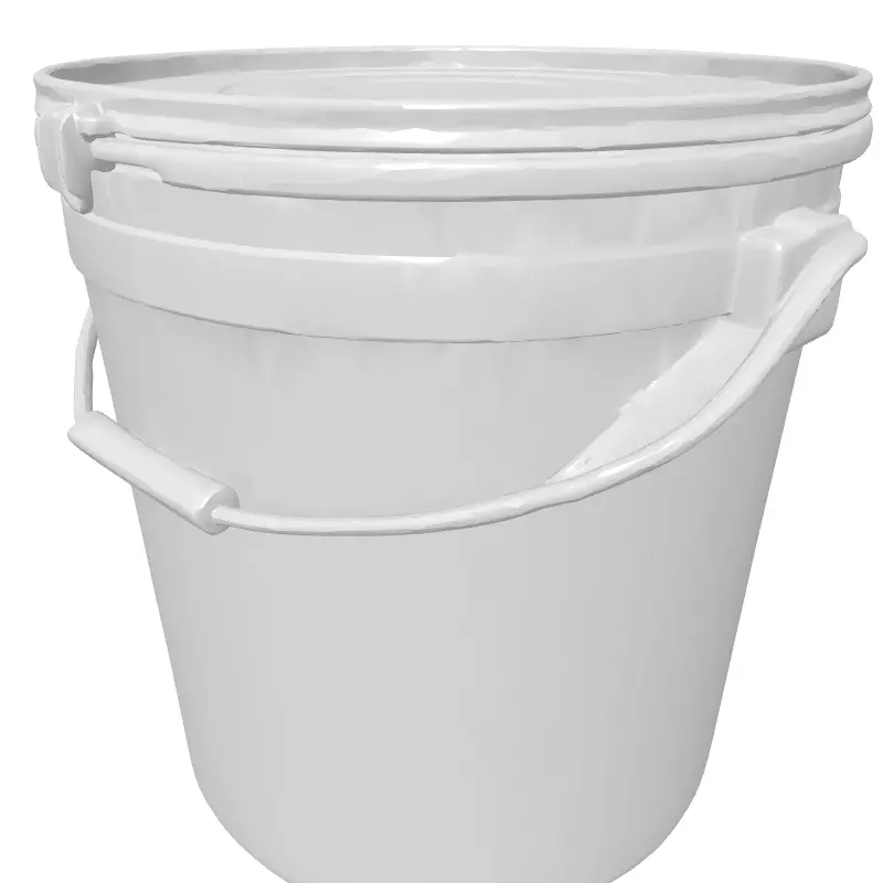 White Plastic Utility Bucket with Lid Low-poly 3D model_2