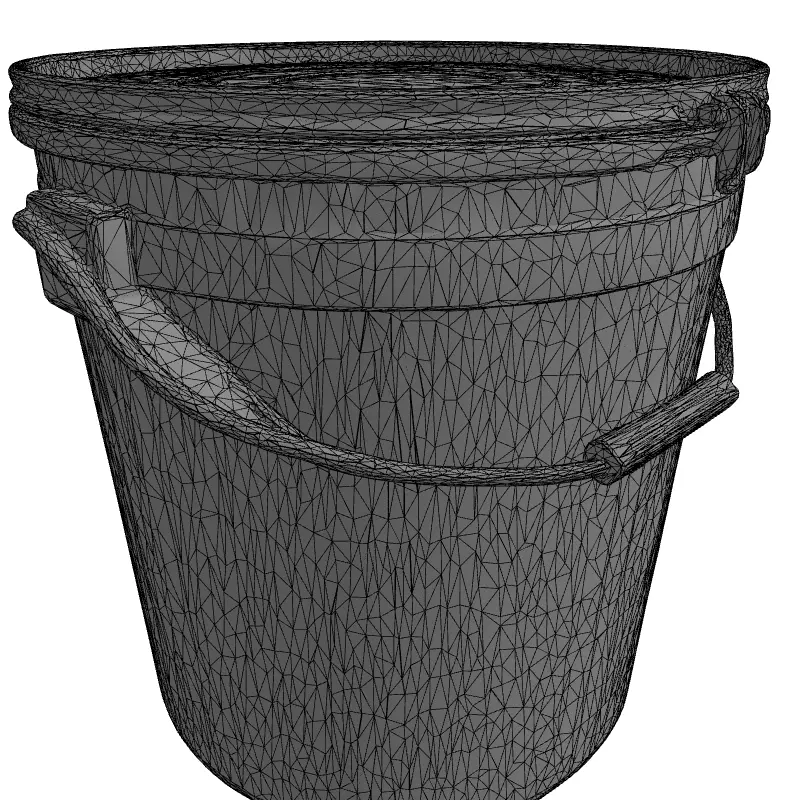 White Plastic Utility Bucket with Lid Low-poly 3D model_1