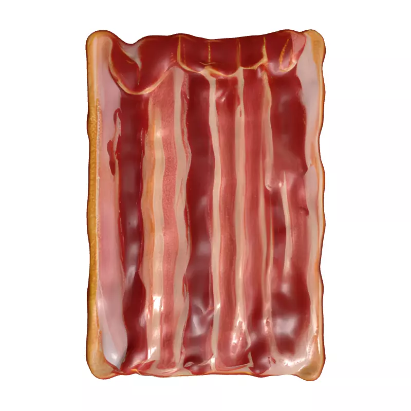 Realistic Raw Bacon Toast 3D Model Low-poly 3D model_8