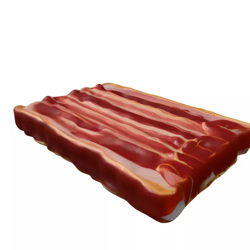 Realistic Raw Bacon Toast 3D Model Low-poly 3D model_5