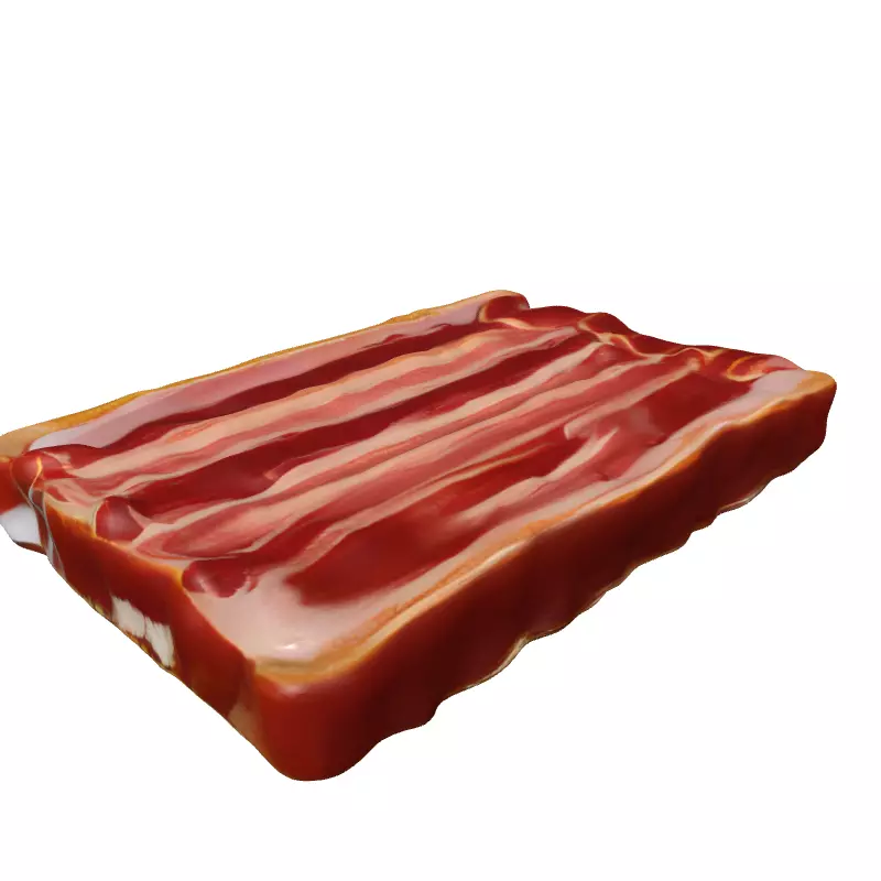 Realistic Raw Bacon Toast 3D Model Low-poly 3D model_2