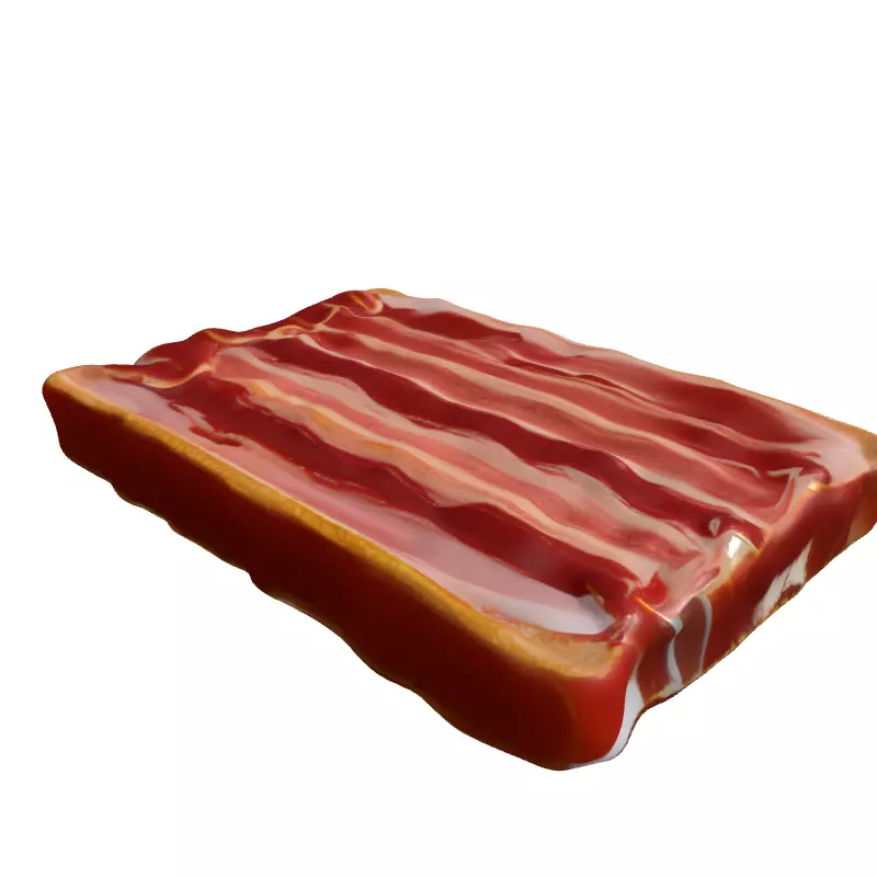 Realistic Raw Bacon Toast 3D Model Low-poly 3D model_3