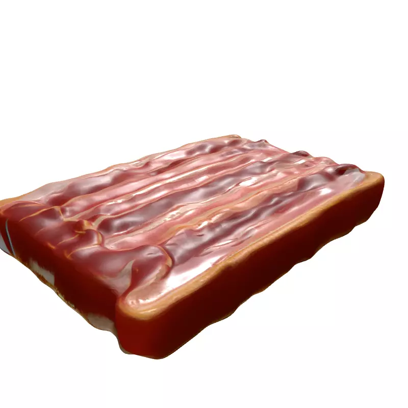 Realistic Raw Bacon Toast 3D Model Low-poly 3D model_6
