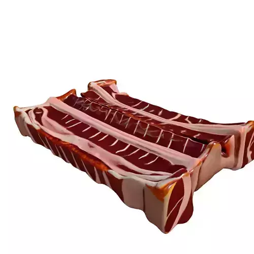 Realistic Raw Bacon Slices 3D Model Low-poly 3D model 4