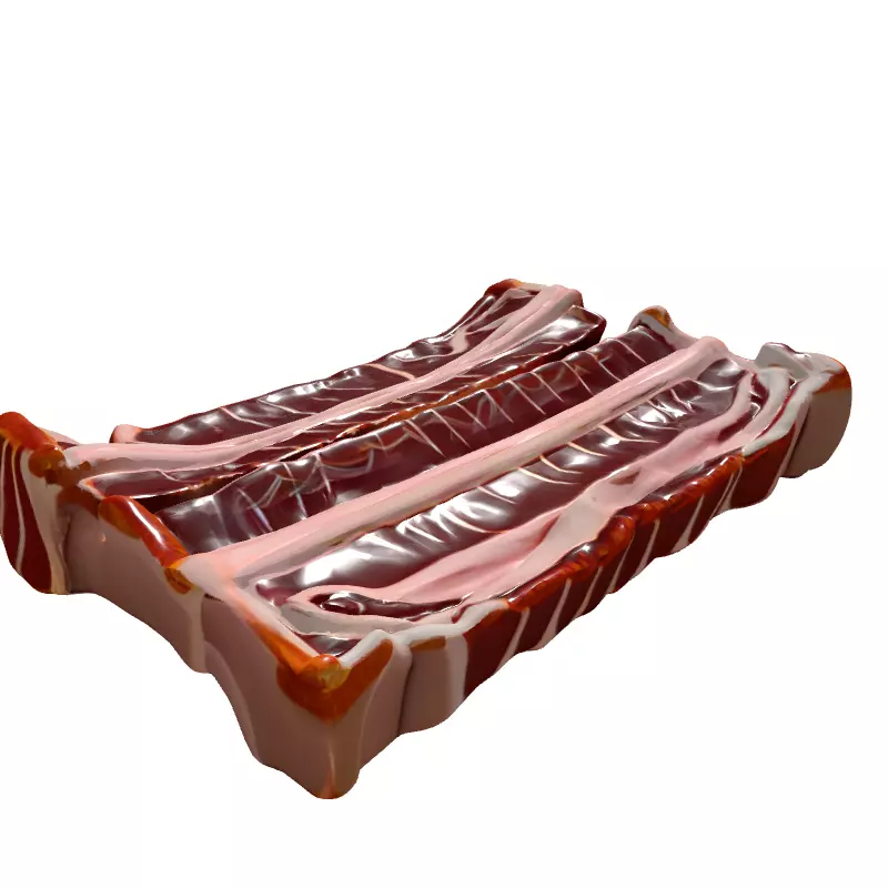 Realistic Raw Bacon Slices 3D Model Low-poly 3D model_6