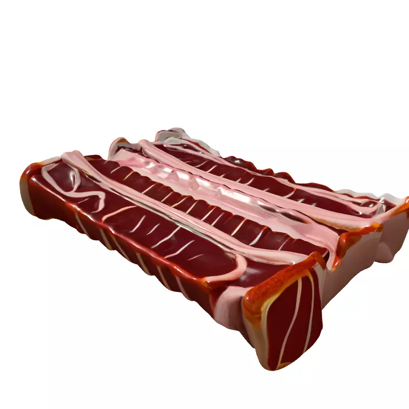 Realistic Raw Bacon Slices 3D Model Low-poly 3D model_5