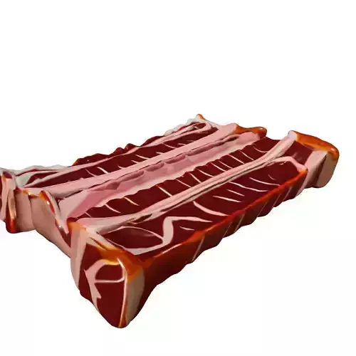 Realistic Raw Bacon Slices 3D Model Low-poly 3D model 3