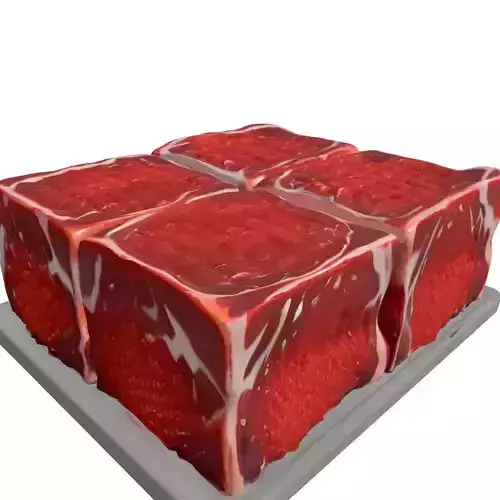 Fresh Raw Beef Cubes 3D Model Low-poly 3D model 4