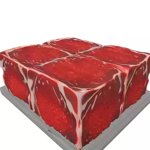 Fresh Raw Beef Cubes 3D Model Low-poly 3D model 3