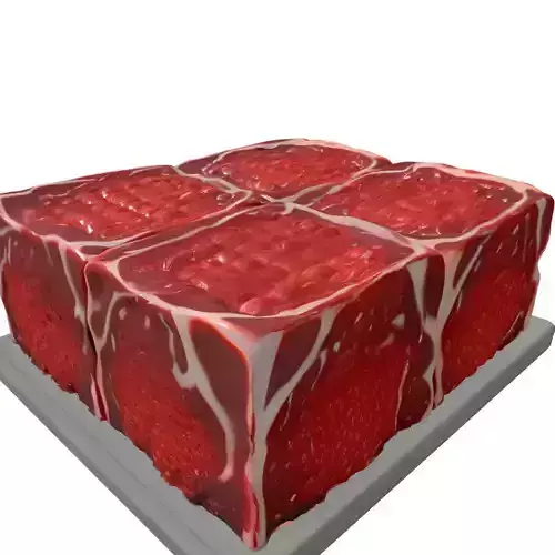 Fresh Raw Beef Cubes 3D Model Low-poly 3D model 6