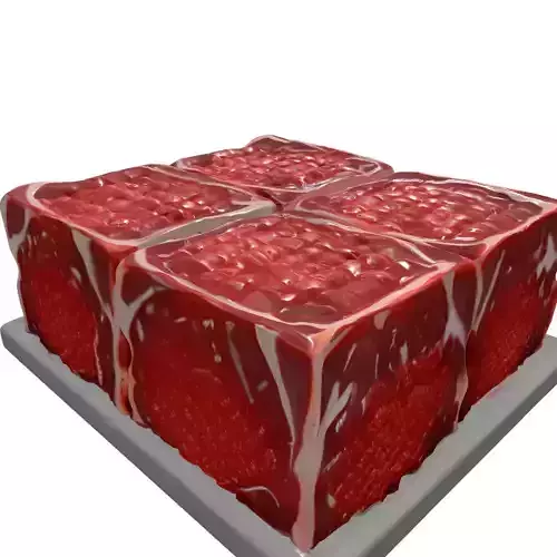 Fresh Raw Beef Cubes 3D Model Low-poly 3D model 7