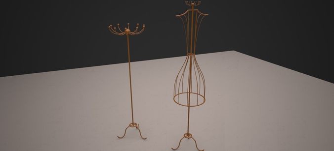 Hangers pair of metal poles and vase