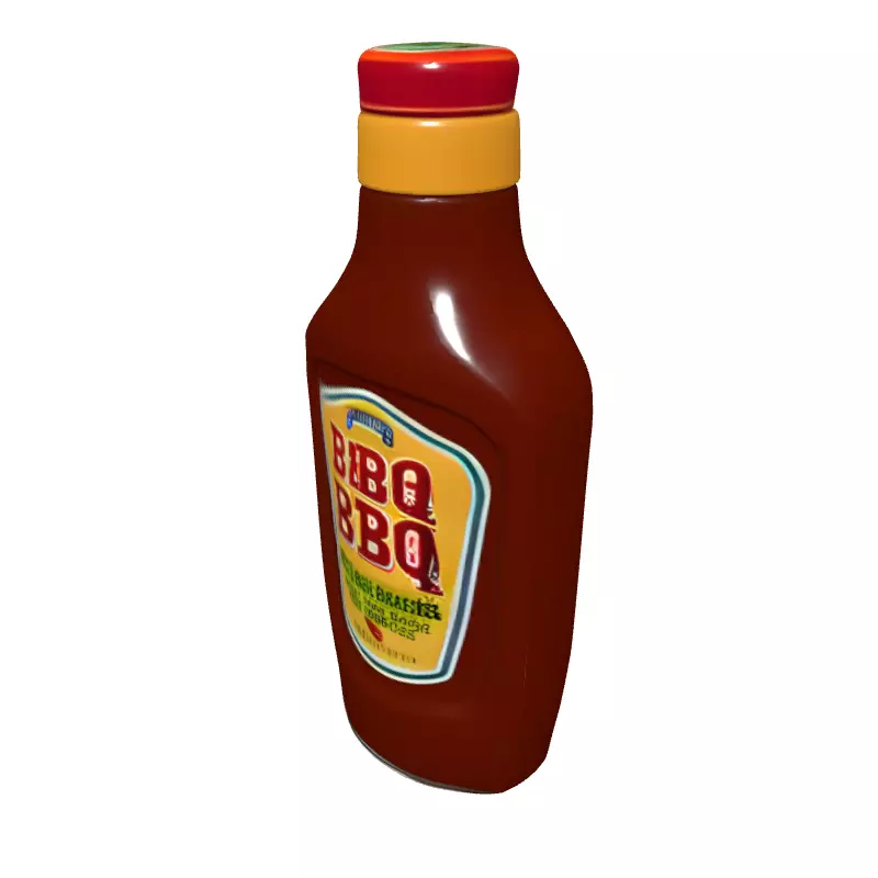 Realistic BBQ Sauce Bottle Model Low-poly 3D model_2