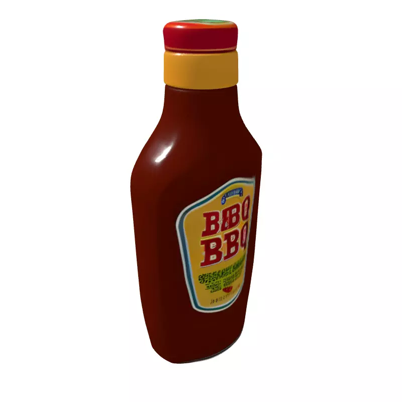 Realistic BBQ Sauce Bottle Model Low-poly 3D model_5