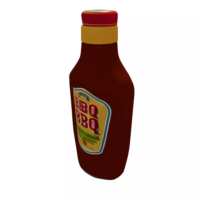 Realistic BBQ Sauce Bottle Model Low-poly 3D model_6