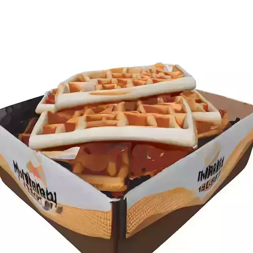 Delicious Waffles Box 3D Model Low-poly 3D model 3