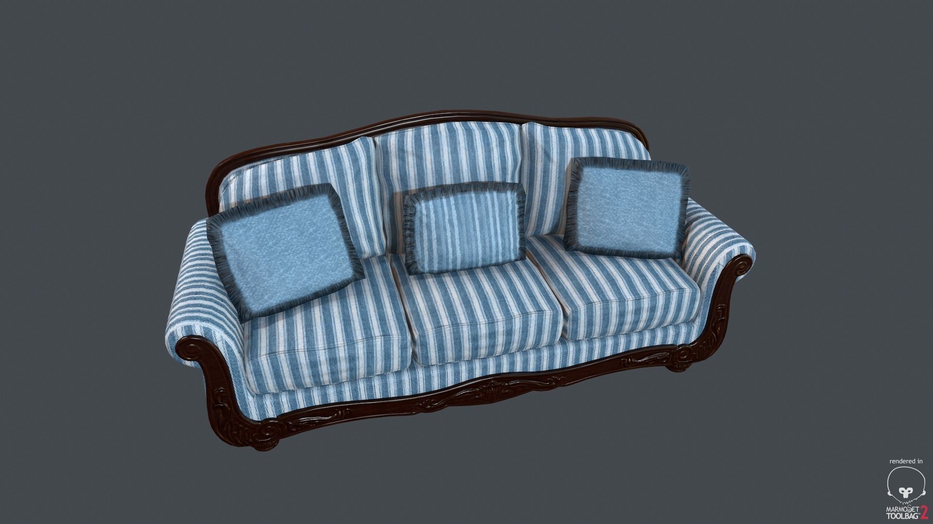 Old Fashioned Sofa Collection Low-poly 3D model_6
