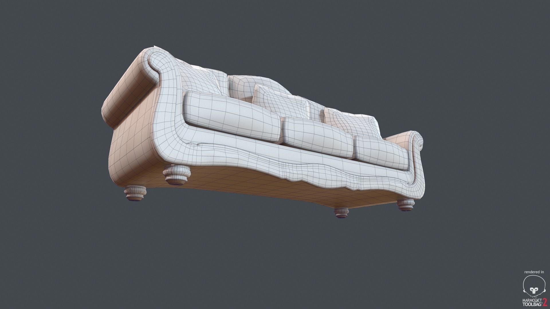 Old Fashioned Sofa Collection Low-poly 3D model_4