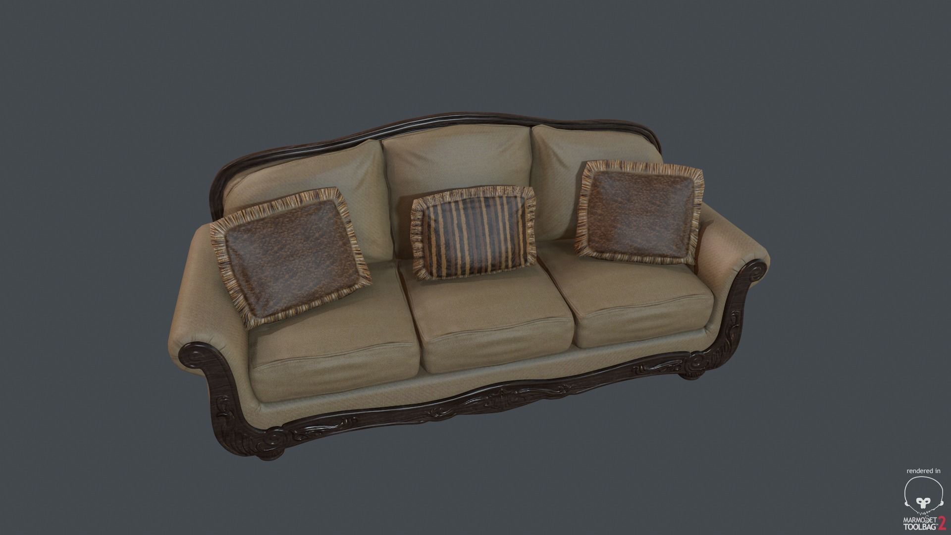 Old Fashioned Sofa Collection Low-poly 3D model_9