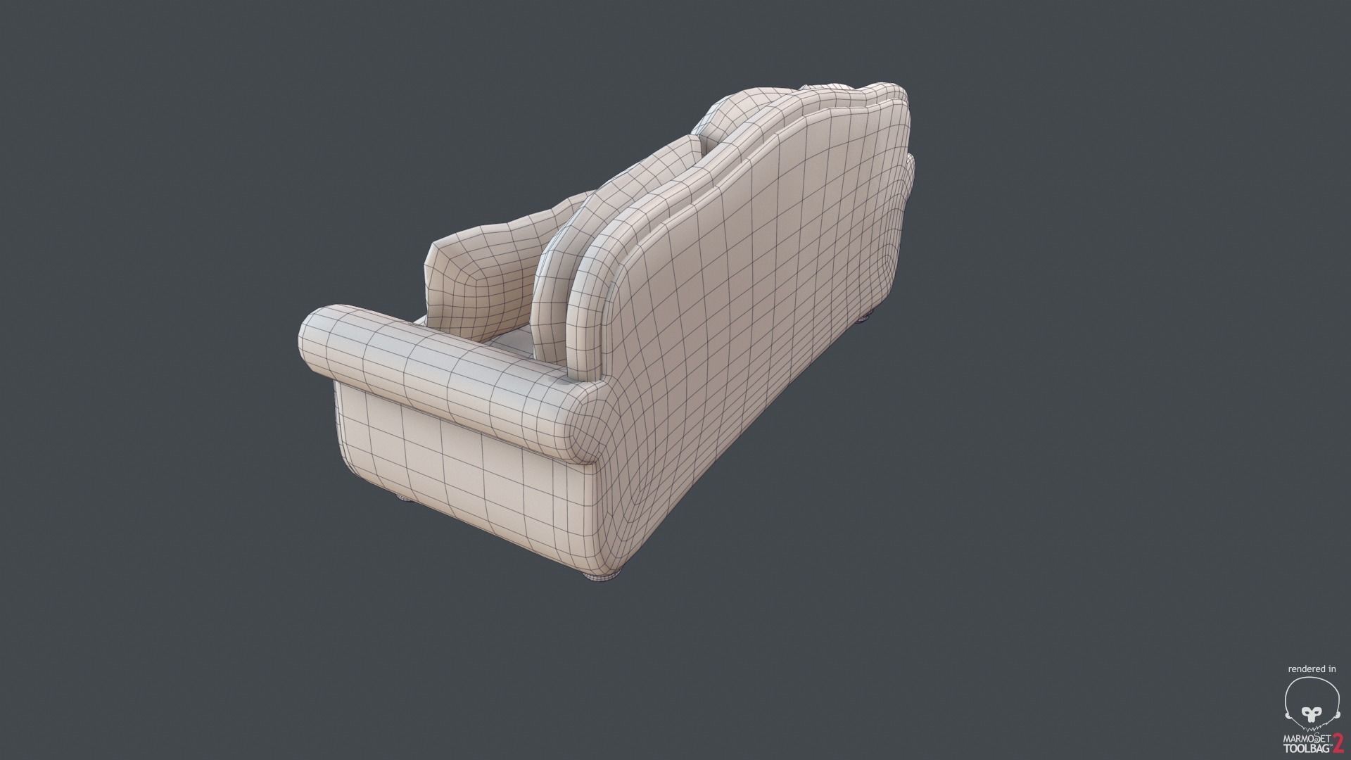 Old Fashioned Sofa Collection Low-poly 3D model_3
