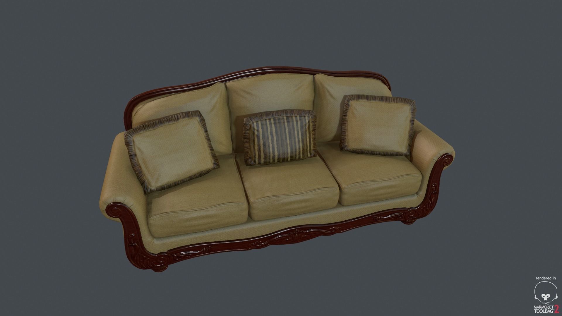 Old Fashioned Sofa Collection Low-poly 3D model_8