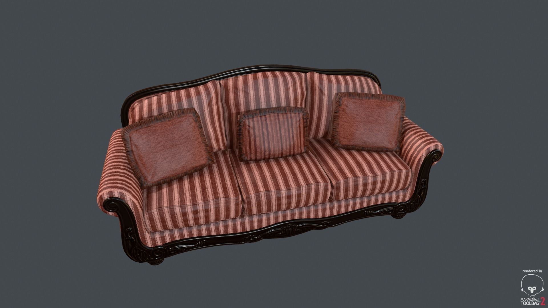 Old Fashioned Sofa Collection Low-poly 3D model_5