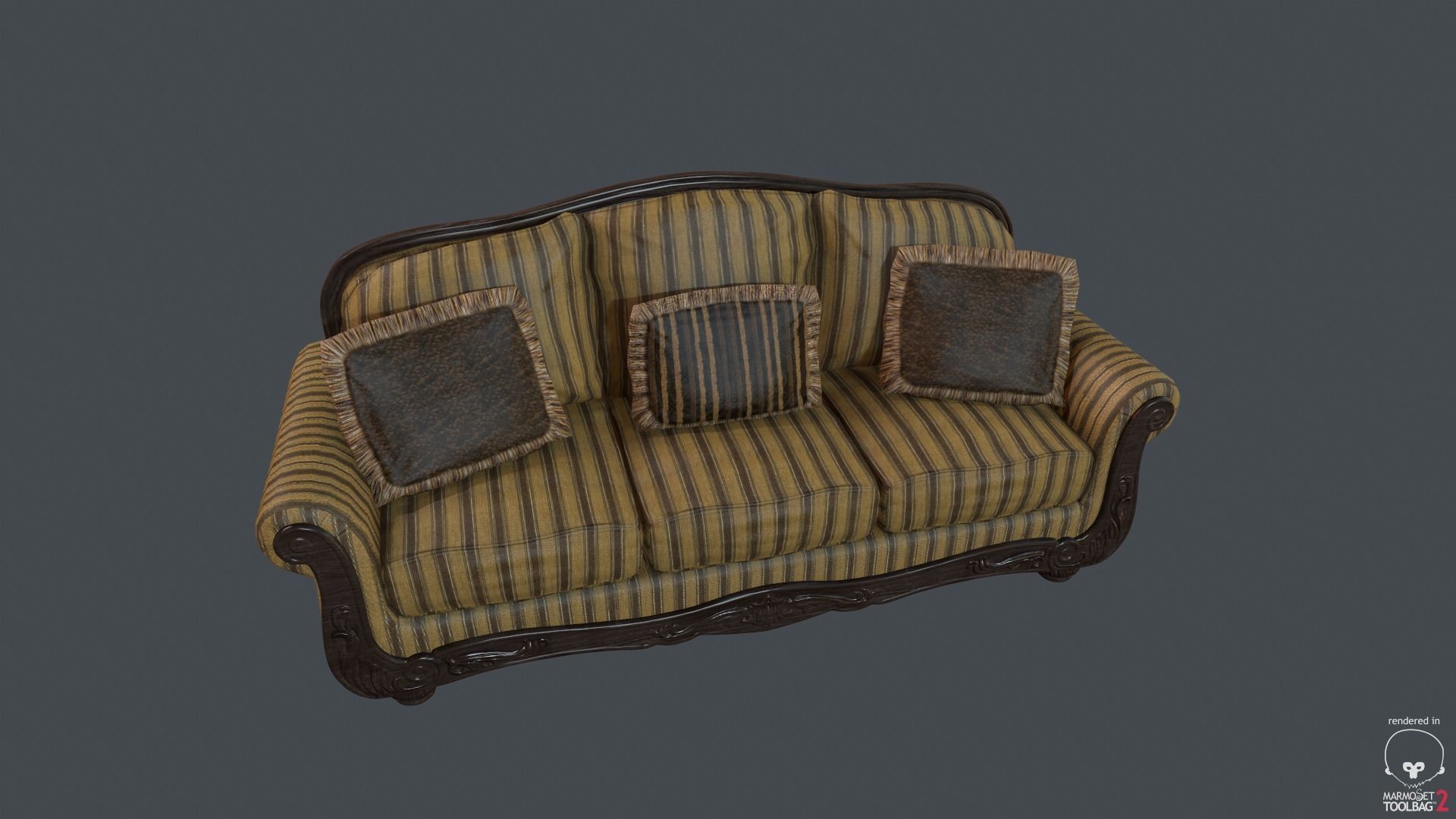 Old Fashioned Sofa Collection Low-poly 3D model_7