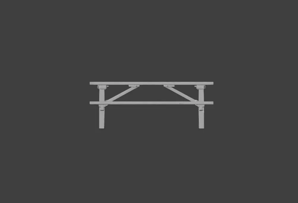 Wooden Picnic Table Low-poly 3D model_13