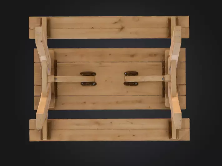 Wooden Picnic Table Low-poly 3D model_9