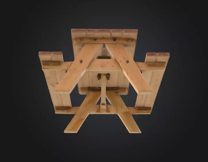 Wooden Picnic Table Low-poly 3D model_10