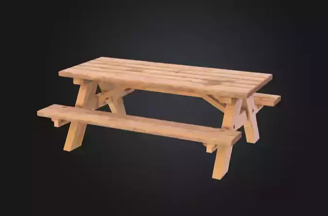 Wooden Picnic Table Low-poly 3D model Wooden Picnic Table Low-poly 3D model